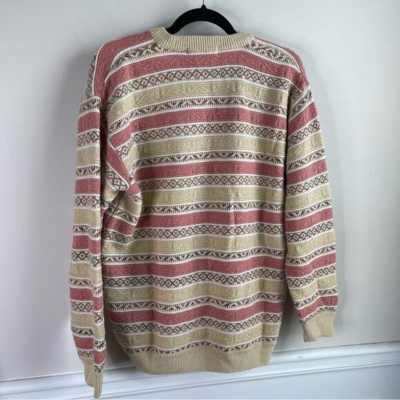 Vintage angora wool striped chunky V neck grandpa sweater size 40 - Picture 4 of 7